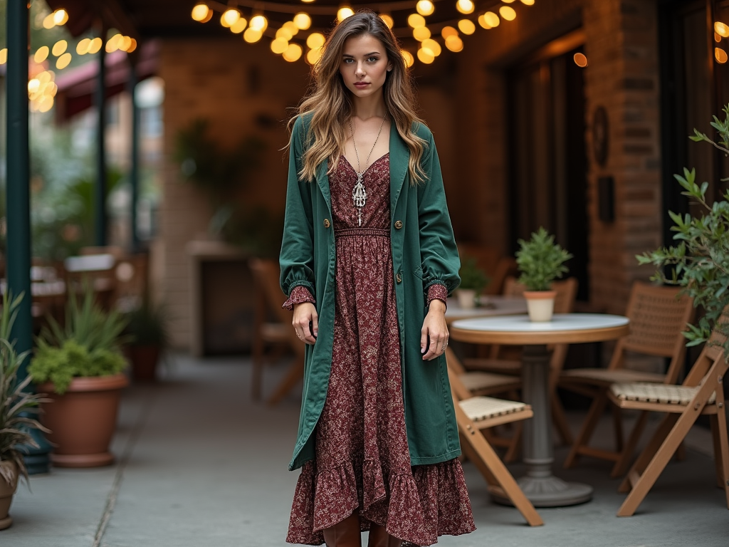 Scoalafrencischubic | Cum să creezi un look boho chic cu o rochie lungă și cizme din piele